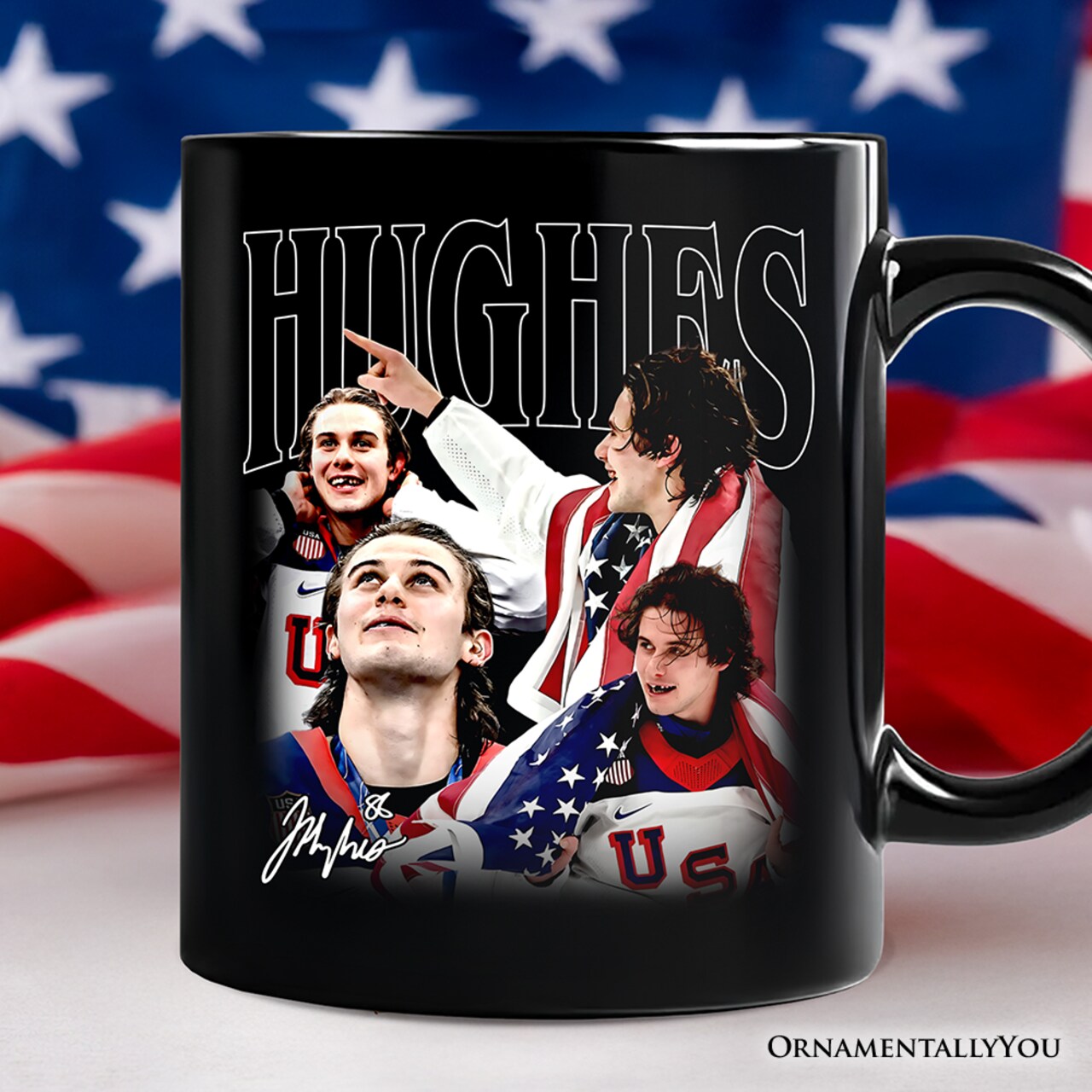 Jack Hughes Olympic Ice Hockey Mug, USA Professional Sport Pride Gift